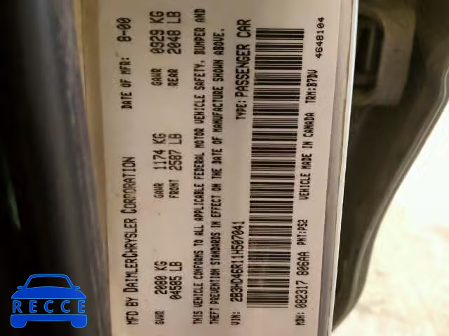 2001 DODGE INTREPID S 2B3HD46R11H507041 image 9