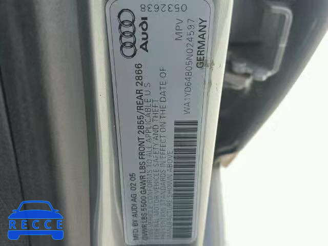 2005 AUDI ALLROAD WA1YD64B05N024597 image 9