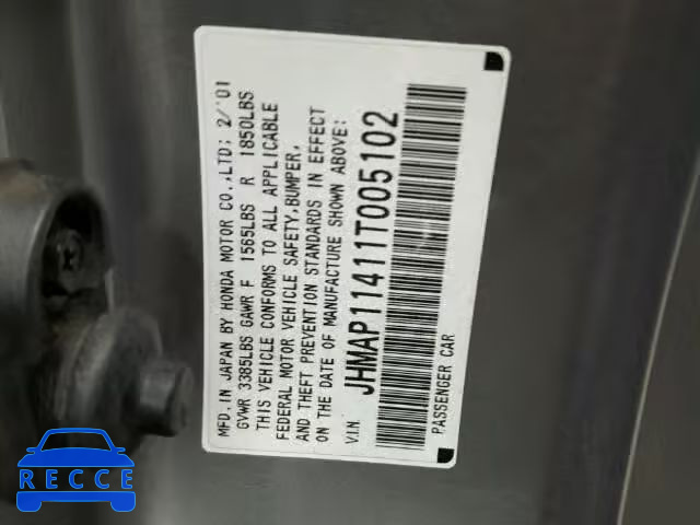 2001 HONDA S2000 JHMAP11411T005102 image 9