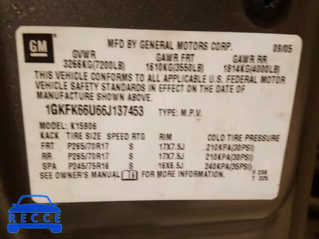 2006 GMC YUKON DENA 1GKFK66U66J137453 зображення 9