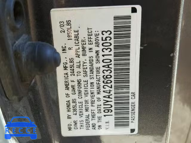 2003 ACURA 3.2 CL TYP 19UYA42663A013053 image 9