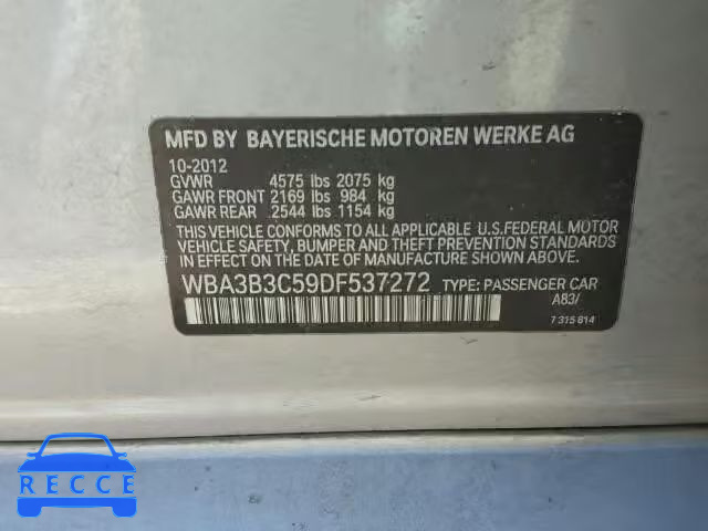 2013 BMW 328XI WBA3B3C59DF537272 зображення 9