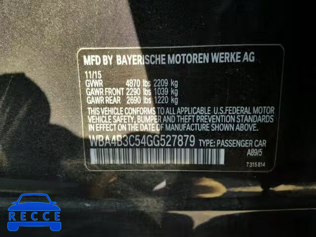 2016 BMW 435XI GRAN WBA4B3C54GG527879 зображення 9