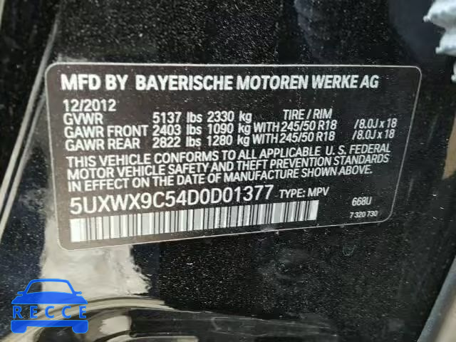 2013 BMW X3 XDRIVE2 5UXWX9C54D0D01377 зображення 9