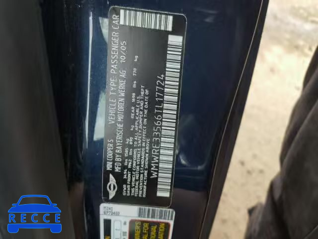 2006 MINI COOPER S WMWRE33566TL17724 image 9