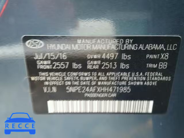 2017 HYUNDAI SONATA SE 5NPE24AFXHH471985 image 9