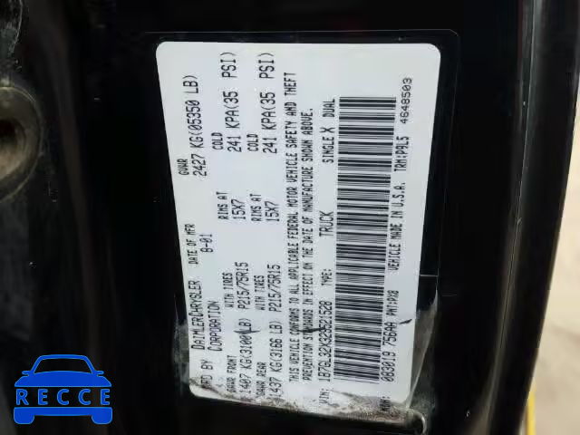 2002 DODGE DAKOTA SPO 1B7GL32X32S521528 image 9