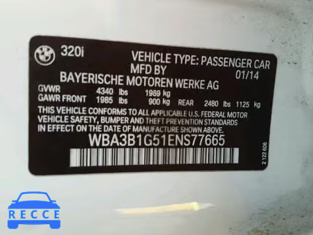 2014 BMW 320I WBA3B1G51ENS77665 image 9