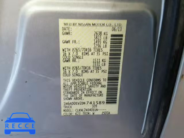 2013 NISSAN FRONTIER S 1N6AD0EV2DN741589 зображення 9