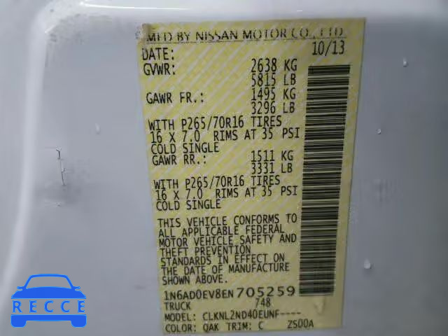 2014 NISSAN FRONTIER S 1N6AD0EV8EN705259 image 9