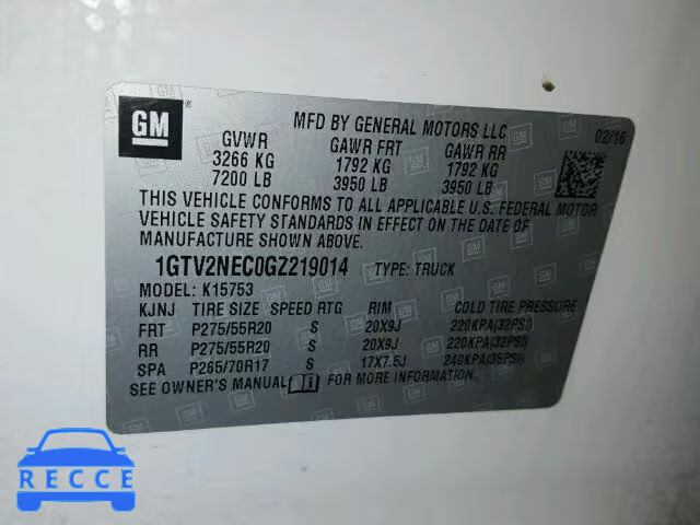 2016 GMC SIERRA K15 1GTV2NEC0GZ219014 image 9