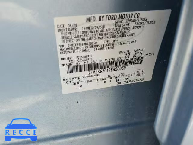 2009 FORD FLEX SEL 2FMEK62C19BA20050 Bild 9