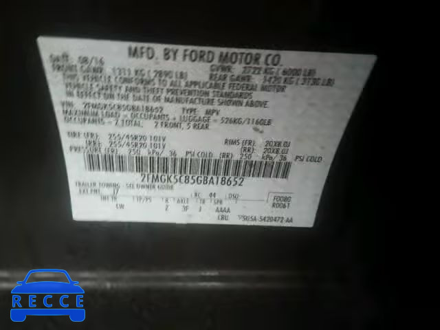 2016 FORD FLEX SEL 2FMGK5C85GBA18652 image 9