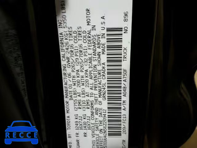 2006 TOYOTA TACOMA ACCESS CAB 5TEUU42N56Z209412 image 9
