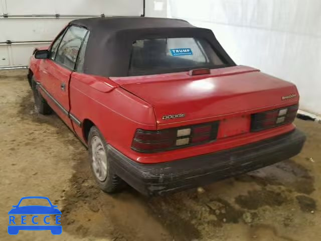 1991 DODGE SHADOW 3B3XP45K6MT595409 image 2