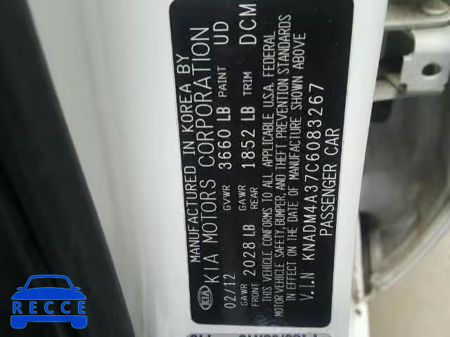 2012 KIA RIO LX KNADM4A37C6083267 image 9