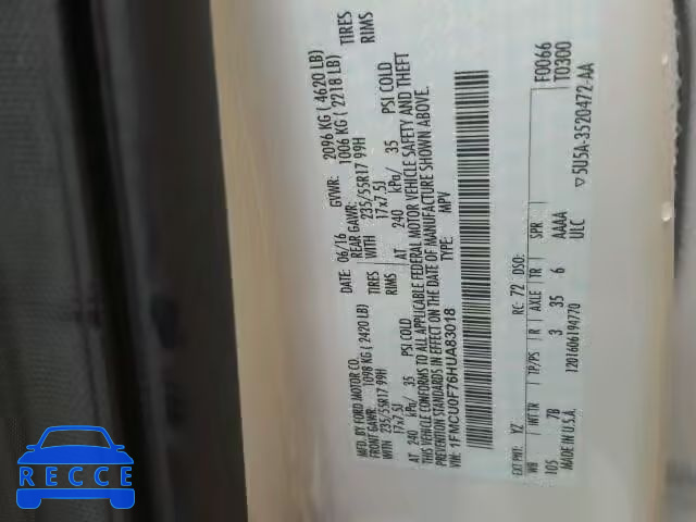 2017 FORD ESCAPE S 1FMCU0F76HUA83018 image 9