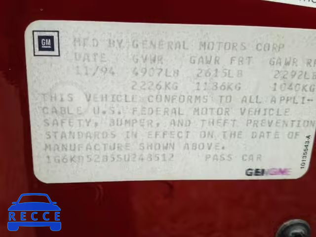 1995 CADILLAC DEVILLE 1G6KD52B5SU248512 image 9