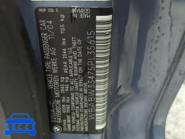 2005 BMW 325CI WBABW33475PL35615 зображення 9