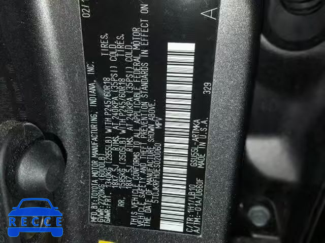 2014 TOYOTA HIGHLANDER 5TDJKRFH0ES020060 image 9