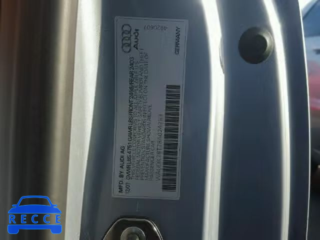 2008 AUDI A5 QUATTRO WAUDK78T78A024253 image 9