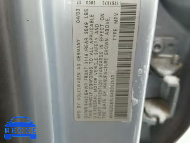 2004 VOLKSWAGEN TOUAREG 3. WVGZC67LX4D002530 image 9