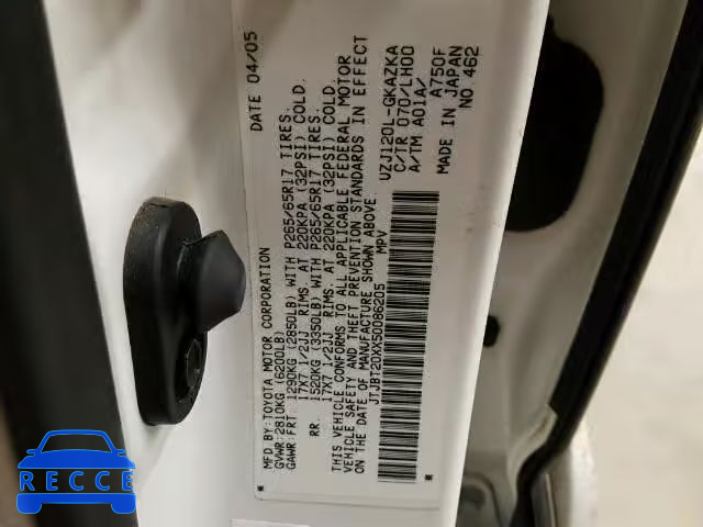2005 LEXUS GX 470 JTJBT20XX50086205 image 9