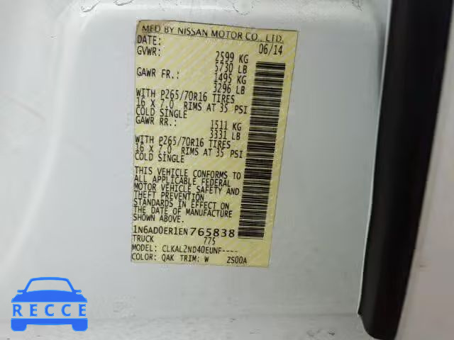 2014 NISSAN FRONTIER S 1N6AD0ER1EN765838 image 9