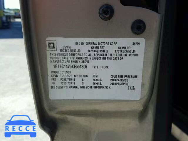 1999 GMC SIERRA C15 1GTEC14V5XE551806 image 9