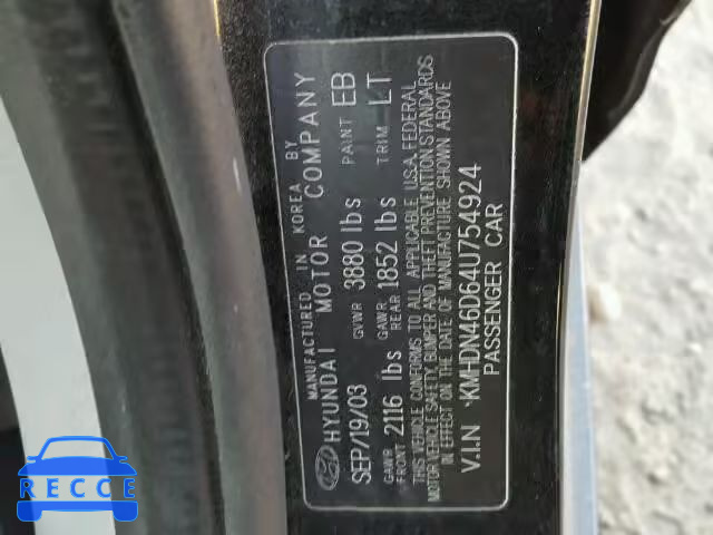 2004 HYUNDAI ELANTRA KMHDN46D64U754924 image 9