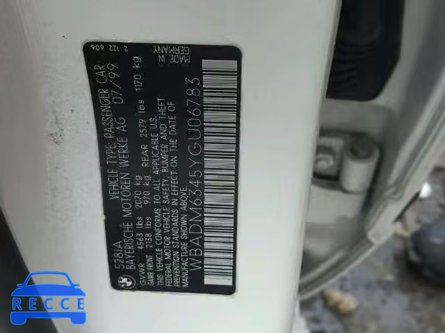 2000 BMW 528I AUTOMATIC WBADM6345YGU06783 Bild 9