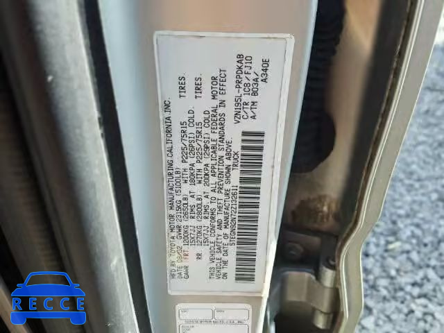 2002 TOYOTA TACOMA PRE 5TEGN92N72Z132611 image 9