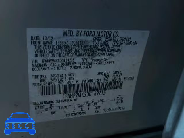 2013 FORD TAURUS INT 1FAHP2MK5DG169715 зображення 9