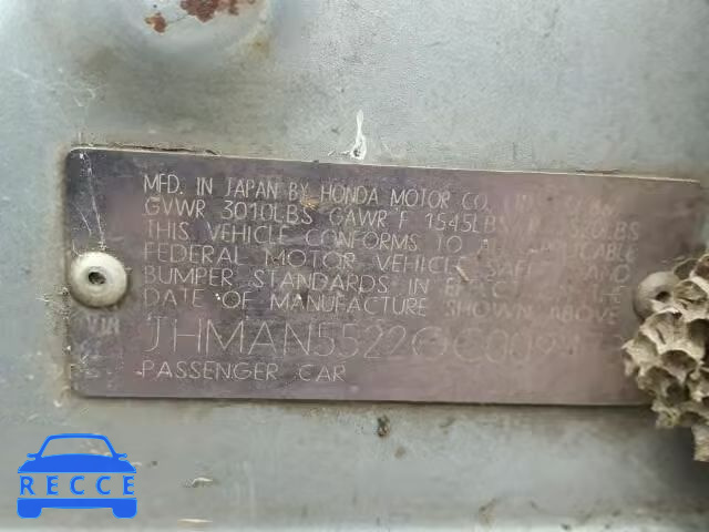 1986 HONDA CIVIC 1500 JHMAN5522GC009478 зображення 9