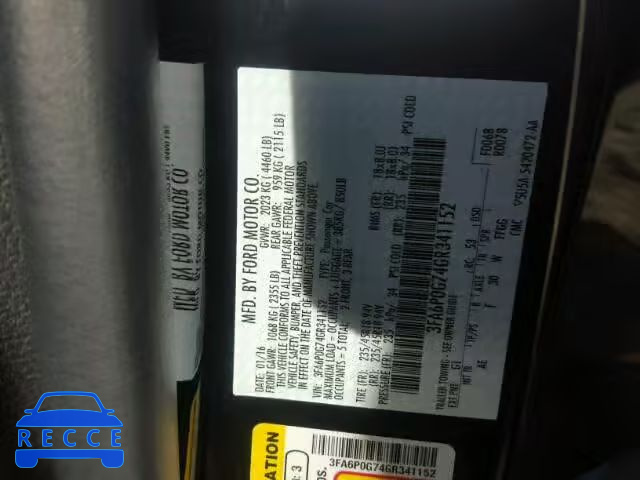 2016 FORD FUSION S 3FA6P0G74GR341152 image 9