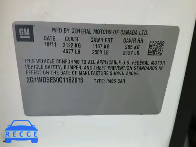 2012 CHEVROLET IMPALA POL 2G1WD5E30C1162016 image 9
