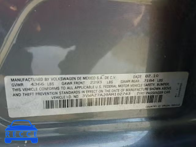 2010 VOLKSWAGEN JETTA LIMI 3VWAZ7AJ9AM102743 image 9