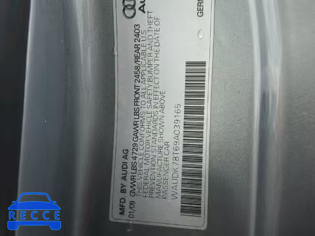 2009 AUDI A5 QUATTRO WAUDK78T69A039165 зображення 9