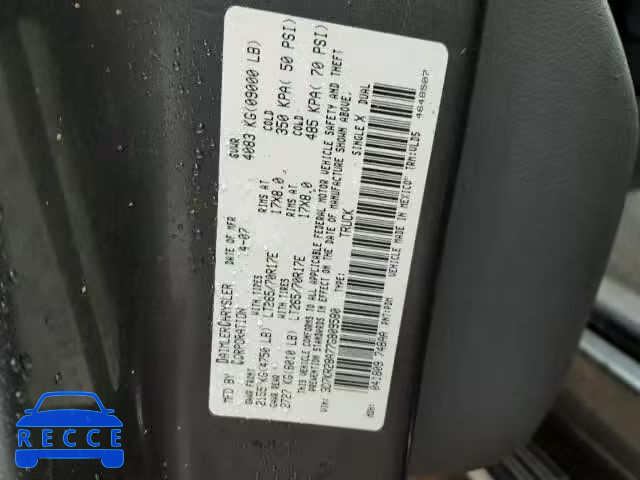 2007 DODGE RAM 2500 Q 3D7KR28A77G809580 зображення 9