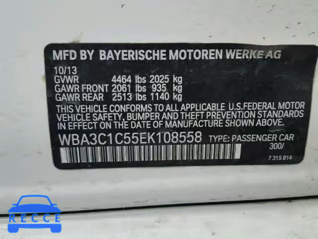 2014 BMW 328I SULEV WBA3C1C55EK108558 image 9