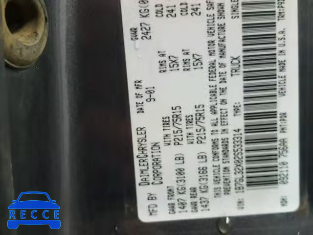 2002 DODGE DAKOTA SPO 1B7GL32X02S533314 image 9