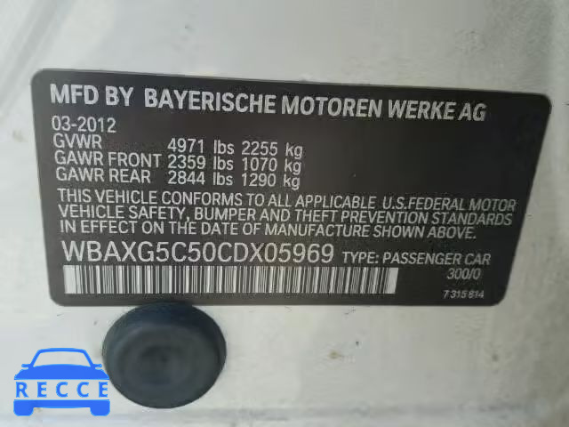 2012 BMW 528I WBAXG5C50CDX05969 image 9