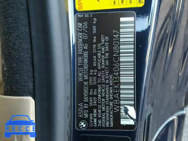 2006 BMW 650I WBAEK13406CN80147 image 9