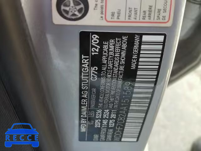 2010 MERCEDES-BENZ E550 WDDHF7CB2AA151589 image 9