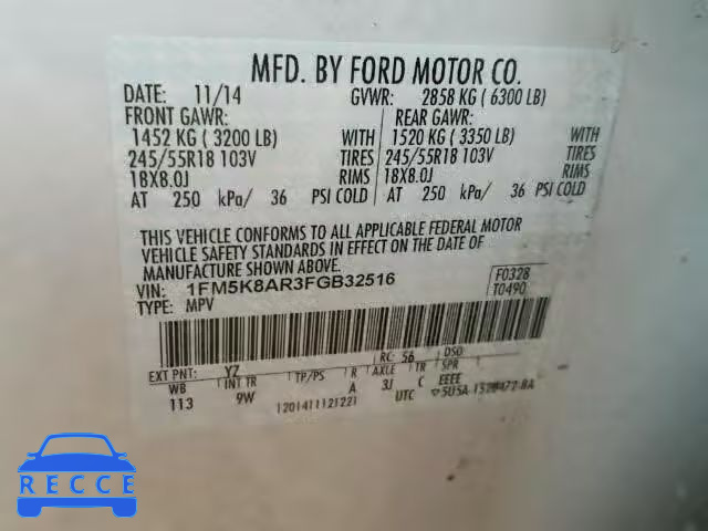 2015 FORD EXPLORER P 1FM5K8AR3FGB32516 image 9