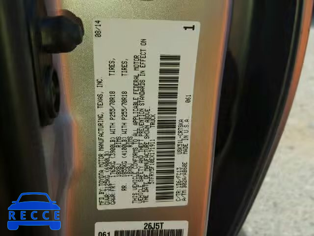 2014 TOYOTA TUNDRA DOU 5TFRY5F10EX171911 зображення 9