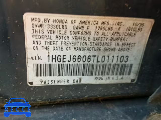 1996 HONDA CIVIC LX 1HGEJ6606TL011103 image 9