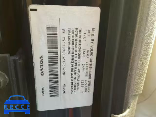 2002 VOLVO S80 YV1TS92D321253798 image 9