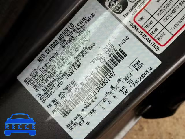 2012 LINCOLN MKZ HYBRID 3LNDL2L3XCR831497 image 9