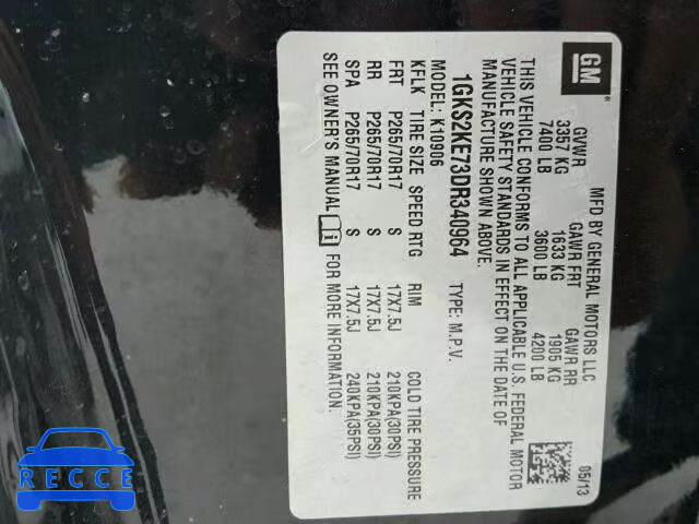 2013 GMC YUKON XL K 1GKS2KE73DR340964 image 9